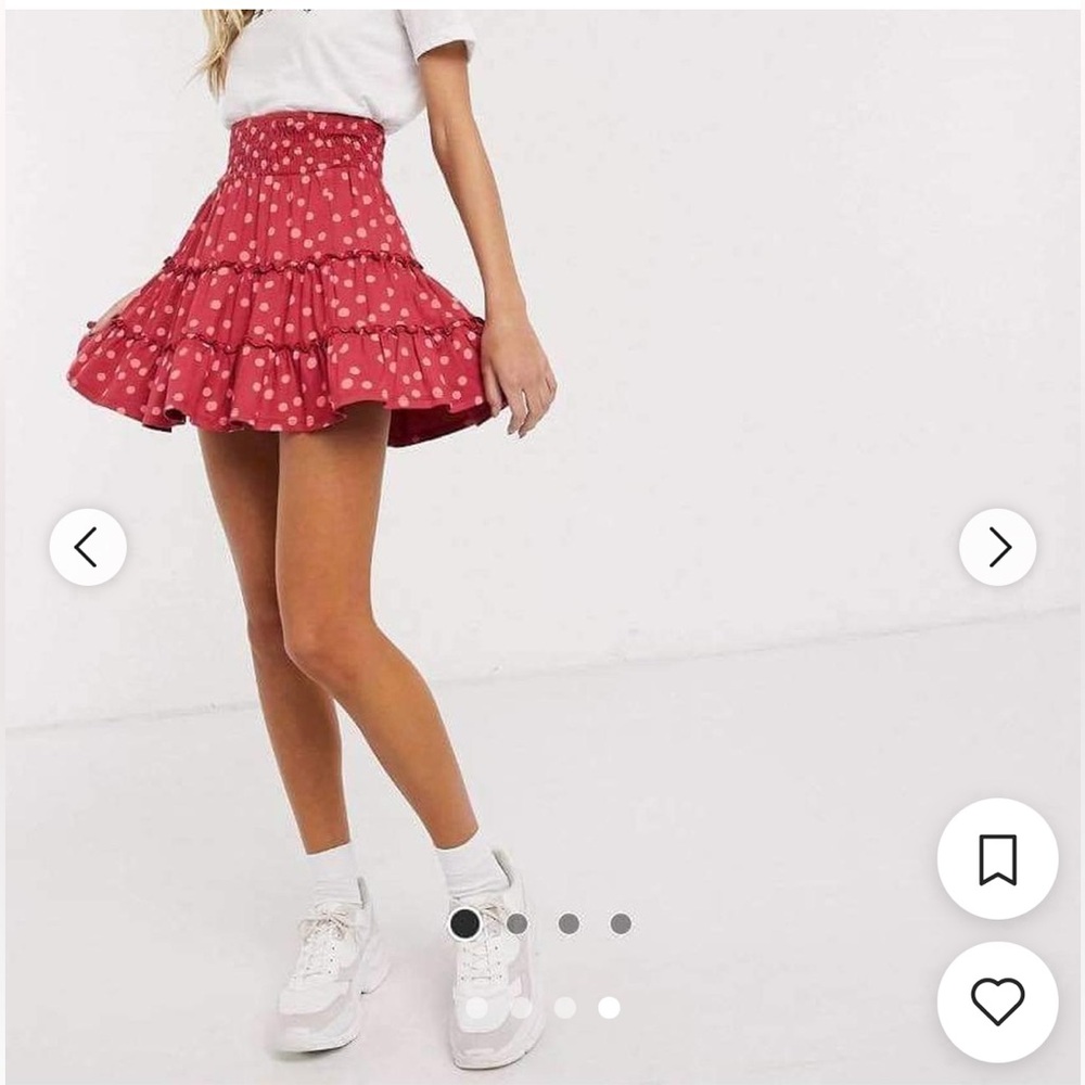 ASOS Design Polka Dot Tiered Red Mini Skirt NWT